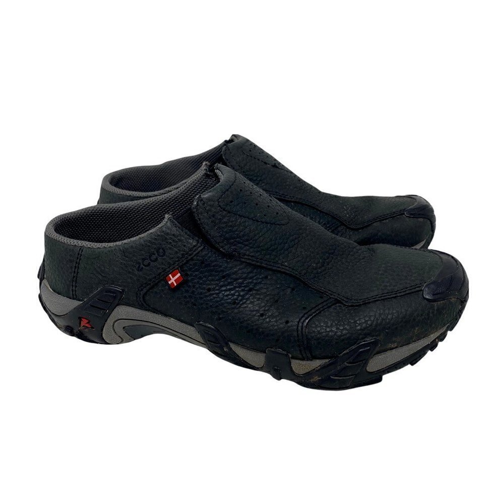 Ecco Womens Clogs Shoes Black Textured Leather Comfort Slip Ons EUR 37 6-6.5